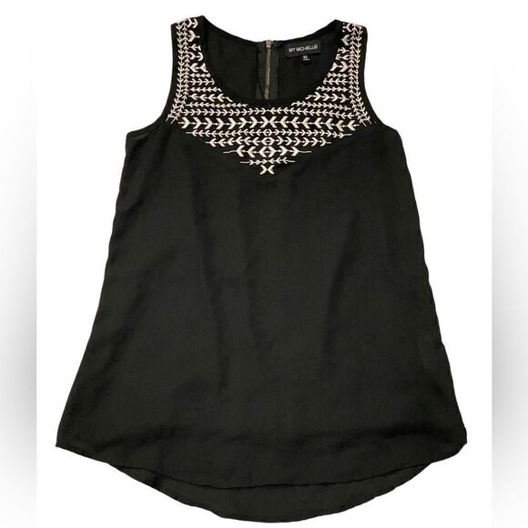 My Michelle Black and White Embroidered Tank Top - Picture 1 of 7
